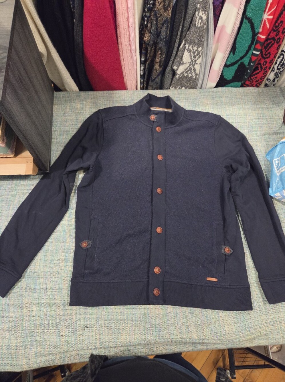 Men's Ted Baker London Navy Wool And Cotton Jacket Size 6 (XXL)